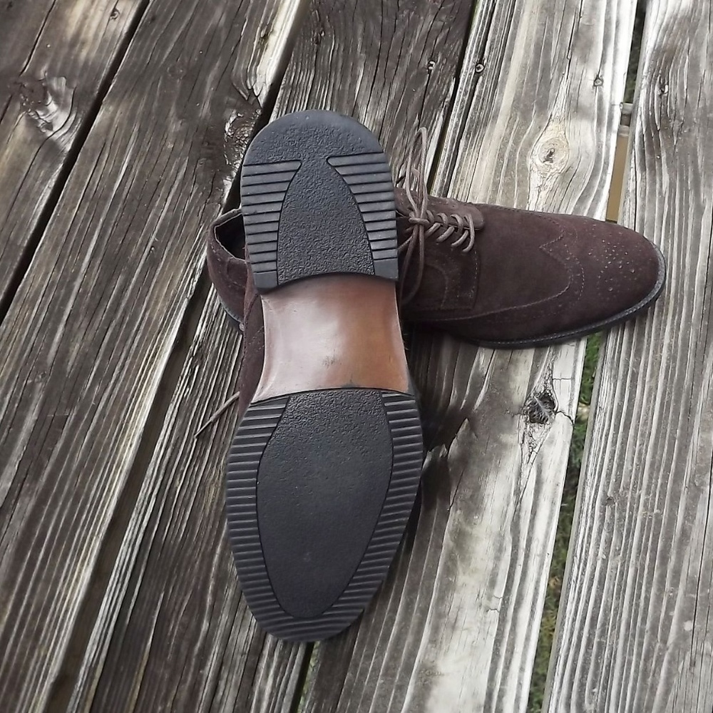 Claiborne Chocolate Brown Suede Oxford Wingtips - Picture 5 of 5